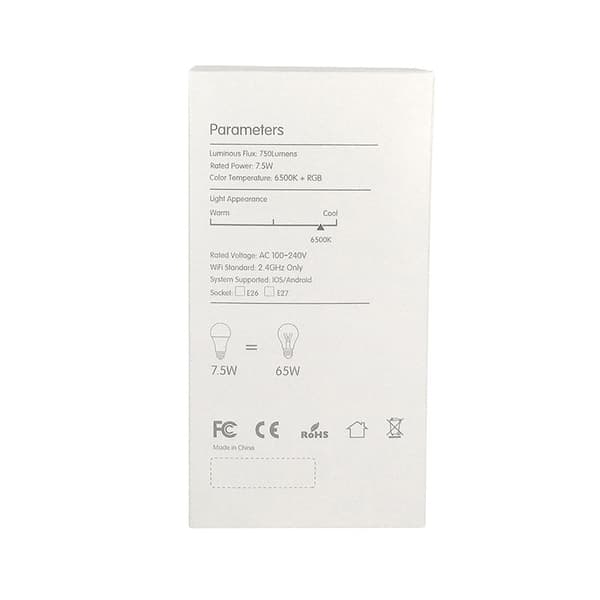 Wifi Smart LED-lampe RGB Multicolor dæmpbar 7,5W E27 White White