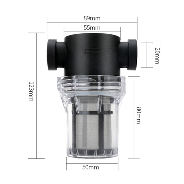 Inline Vattenfilter - 1/2" Invändig Gänga 100 Mesh