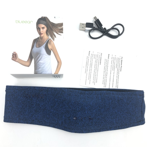 Pandebånd med Bluetooth høretelefoner og mikrofon Mørkeblå