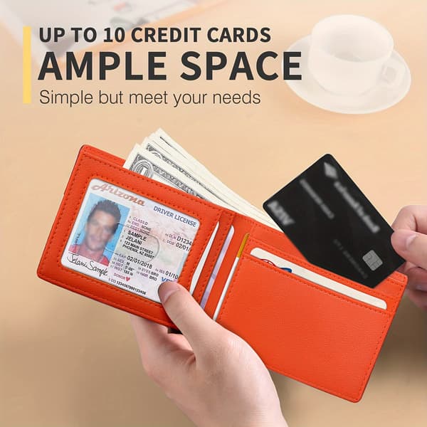 Slim Bifold Lompakko Miehille, Useita Korttipaikkoja, RFID-Suojaus Model 1