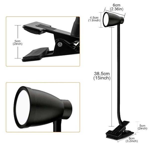 INF Dimbar LED läslampa/klämlampa 3000-6500K