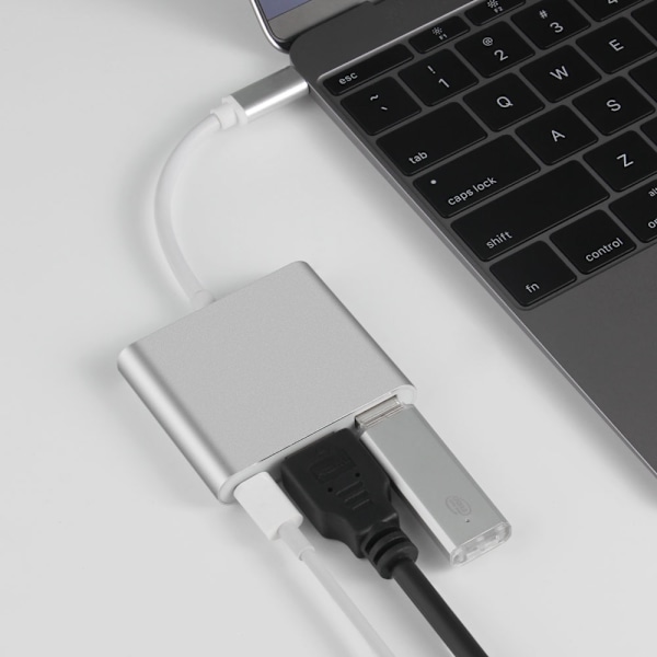 3-i-1 USB-C Hub med HDMI, USB 3.0 og PD-opladning