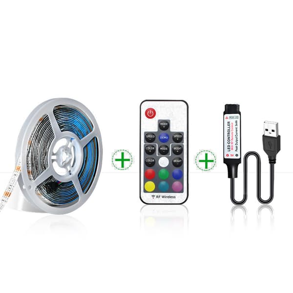 5M RGB LED Strip Light Kit med trådlös fjärrkontroll