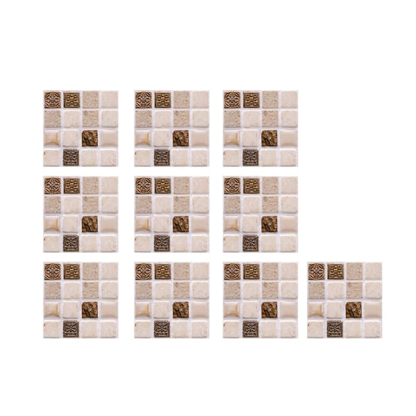 Vandtætte gulvvægfliser klistermærker 3D mosaik 30-stykke 10x10 cm Hvid