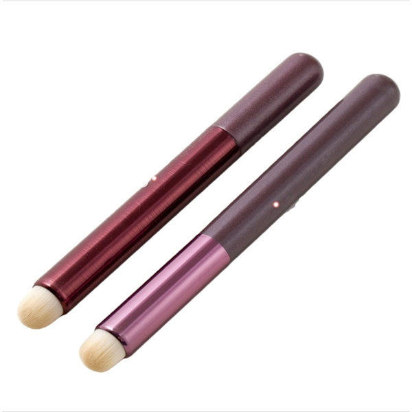 Concealer Lip Brush Set - 5pc Chocolate Brown Round-Head Lip & Blending Brushes for Precise Matte Application