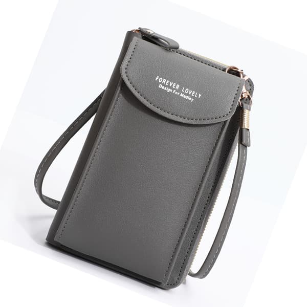 Multifunktionel telefonbørse i PU-læder DarkGrey DarkGrey