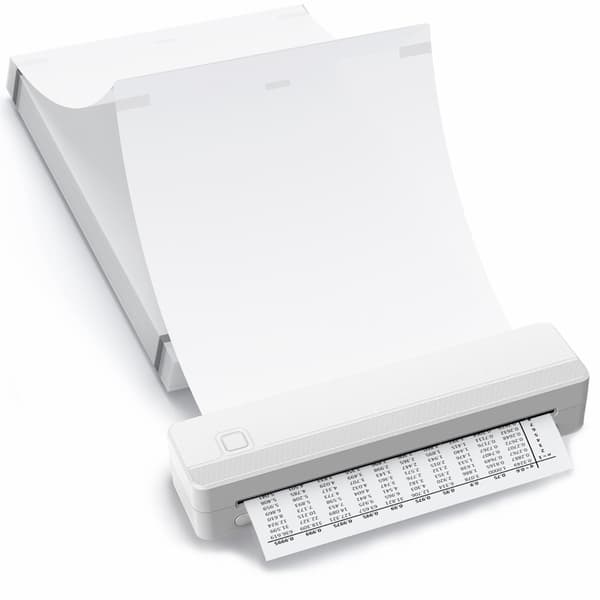 A4 termisk mini-printer med Bluetooth, blækfri udskrivning, kompakt format og understøttelse af iOS, Android, Windows og macOS White White