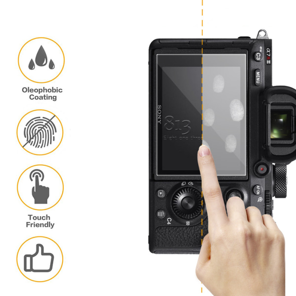 Arc Edge Explosionssäker anti-fingeravtryck skärmfilm för SONY kamera SONY A7M3/A7M2/A7II/A7III/A7R2 Transparent