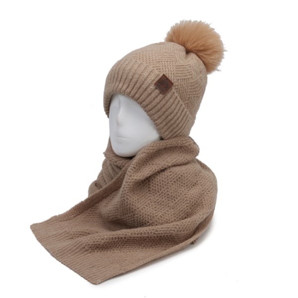 Kaksiosainen setti Talven lämmin neulottu pipo pipo ja huivi Khaki