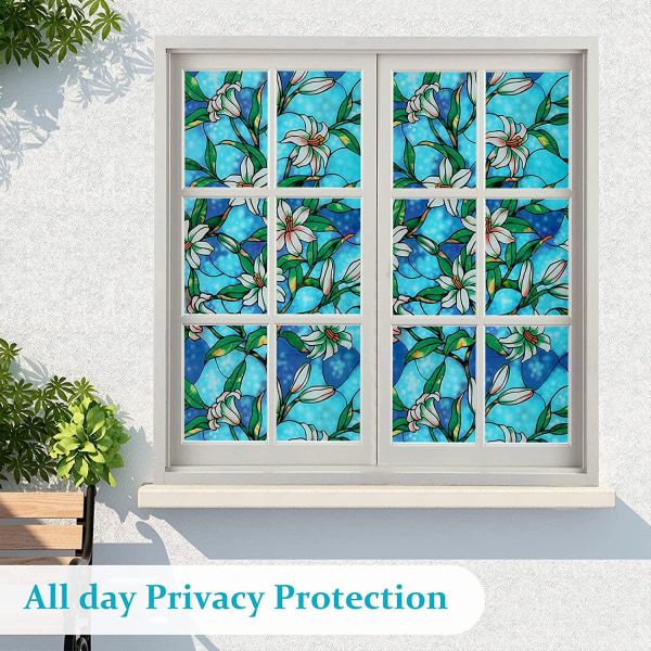 Lily Static Sticker Frostad Privacy Dekorativ fönsterfilm Flerfä Flerfärgad 44.5x200 cm