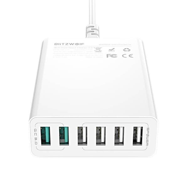 Oplader 6x USB Blitzwolf BW-S15, QC 3.0, 60 W (hvid)
