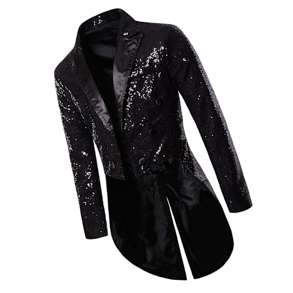 Herre Pailletter Smokingjakke, Scene Performance Blazer Sort L