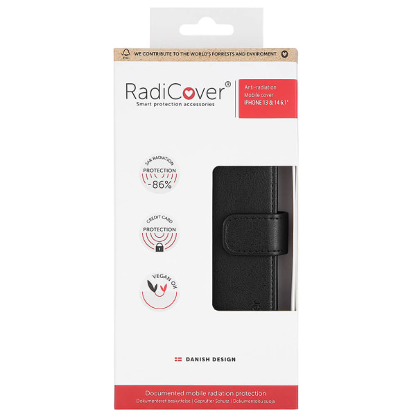 RADICOVER Mobilfodral Strålningsskydd 3 Kortfack Svart - iPhone
