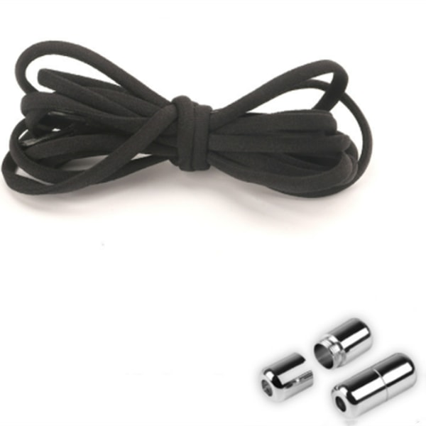 Bindningsfri elastiske snørebånd med lås 1 par Sort