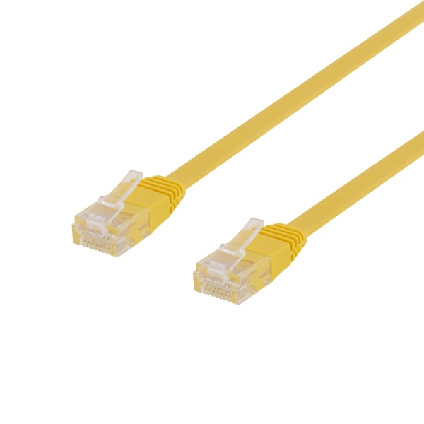 U/UTP Cat6 patch cable, flat, 0.3m, 250MHz, yellow