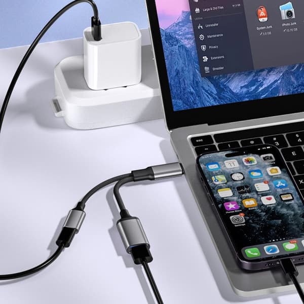 Multifunktionel USB-C til USB Adapter med Opladning - OTG Dataoverførsel og 60W PD Hurtigopladning Black Black