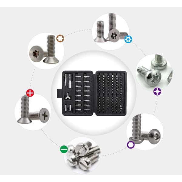 100 Dele Skruetrækkerbitsæt - Krom Vanadium Stål, Phillips, Flad, Hex & Torx Bits