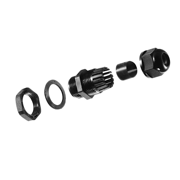 S/FTP Cat6a patch cable, 1m, IP68, PG13.5, black