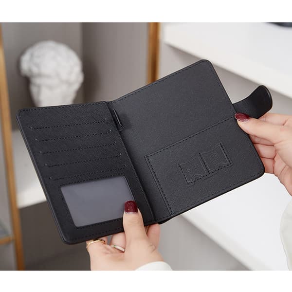 RFID-blokerende pung, slank rejsepas-etui med lynlås Black Black