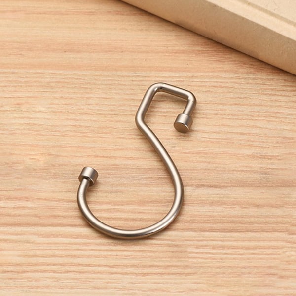 S-formade hängkrokar duschdraperikrokar 12-pack, Duschdraperitillbehör Silver