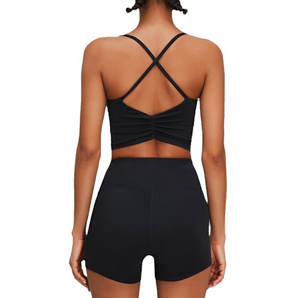 Criss Cross Sports BH og Leggings Sæt Sort M