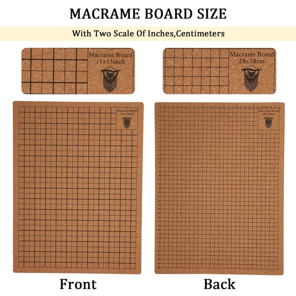 Macrame Board Set kompatibelt med macrame crafting tools — rektangulär knotting board 28x38cm med 100 pins