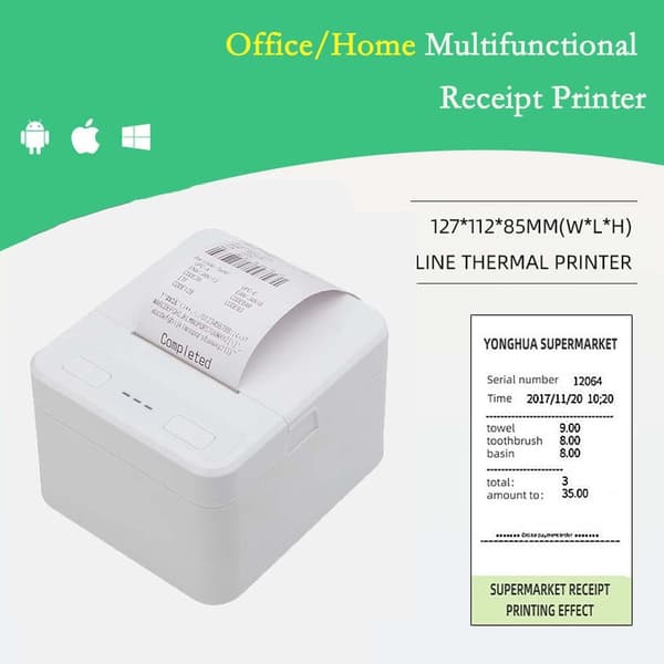 58mm USB+Bluetooth Termisk Kvitteringsprinter - Hurtig, Bærbar POS-printer til Android, iOS & Windows White White