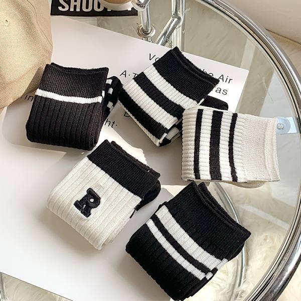 5 par randiga mid-calf strumpor