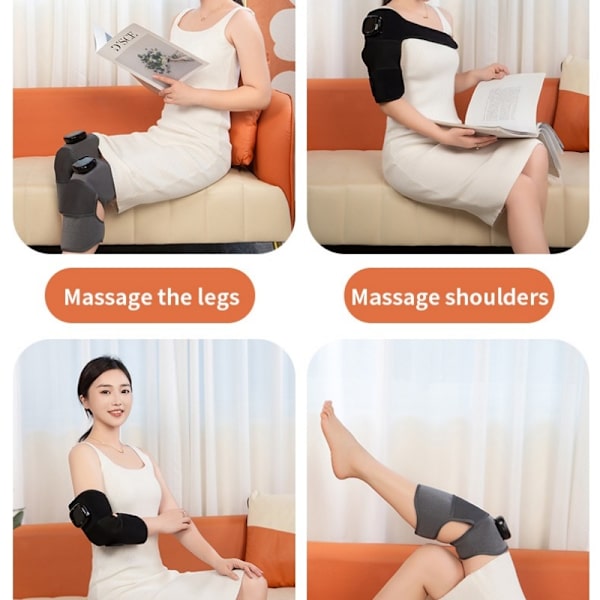 Opvarmet knæmassager med vibration, smart termisk terapi til smertelindring i leddene Grey Grey
