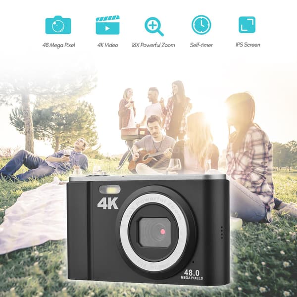 Digikamera 48MP 16x Zoom 4K Video Black Black