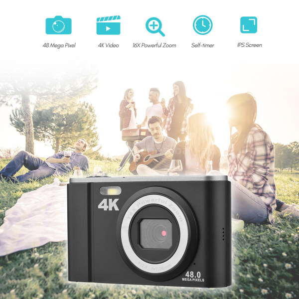 INF Digitalkamera 48MP 16x Zoom 4K Video Svart