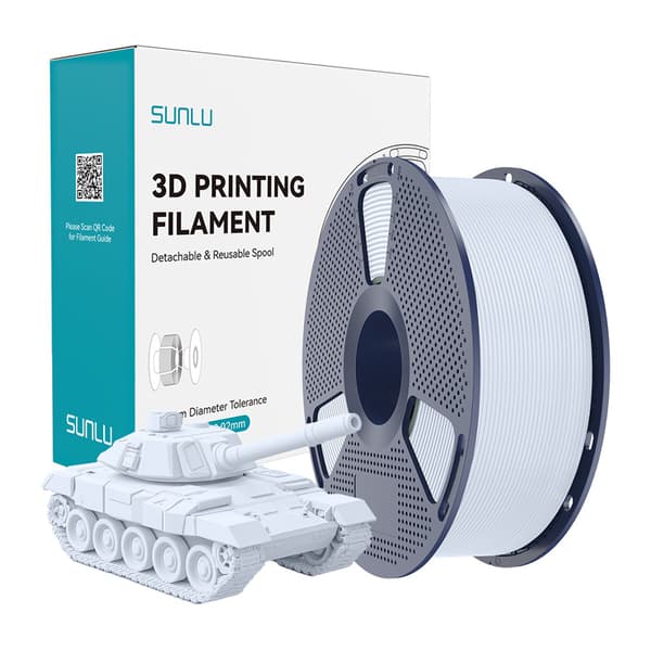 Sunlu PLA+ High-Speed hvidt filament, 1,75 mm til FDM 3D-printere