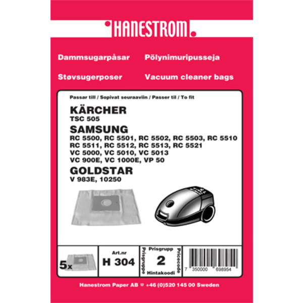 Dammsugarpåsar KÄRCHER TSC 505