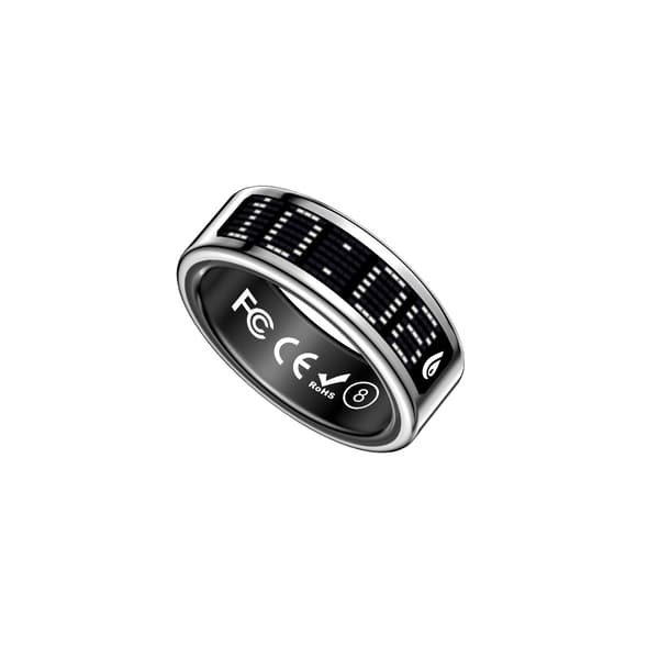 Smart Ring med Display och Laddningsfodral - Spåra Träning & Hälsa Silver 12 Silver 12