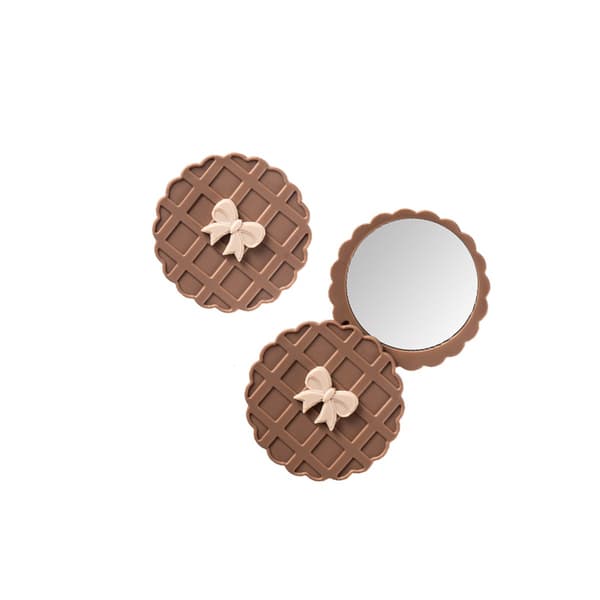 Waffle Pattern Rotating Pocket Mirror - Portabel HD Rund Sminkespegel, Kompakt Resespegel coffee coffee
