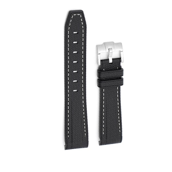 20 mm gummiklockarmband för Omega x Swatch Svart vit