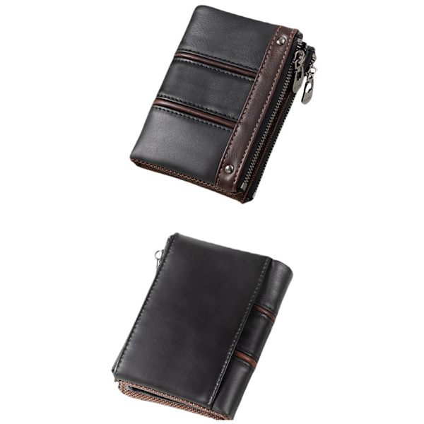 Premium RFID-blokerende ægte læderpung Black Black