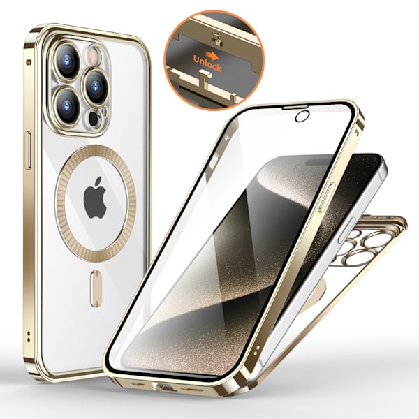 Mobilfodral med Skärmskydd för iPhone 15-Serien iPhone 15 Pro Guld