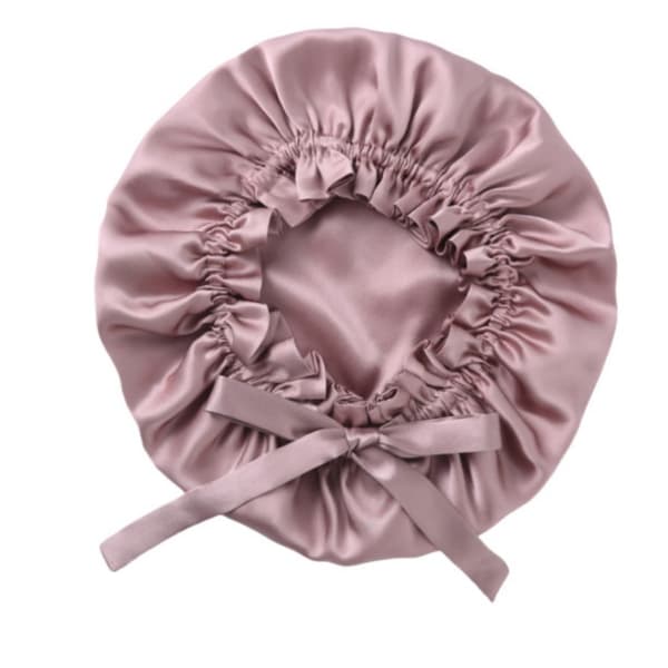 Justerbar sovhatt i siden för långt hår, 100 % mullbärssilke Pink Pink