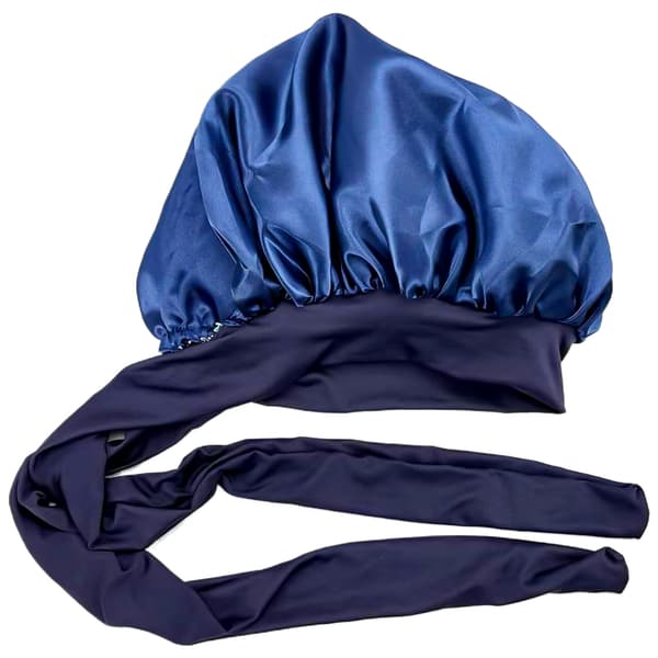 Sovehætte med dobbeltlags satinbånd NavyBlue NavyBlue