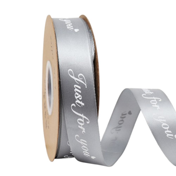 Nauha - 2,5 cm x 36 Jaardia Harmaa