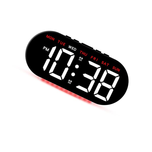 LED digital väckarklocka med stor display, 24-timmarsvisning, evighetskalender, alarm och nattbelysning för skrivbord och sovrum Black/Red Black/Red