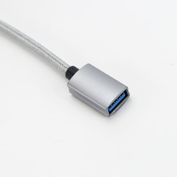 USB-C til USB-A OTG adapterkabel – USB 3.2 10Gbps til hurtig filoverførsel til telefon, tablet og computer, nylonflettet, aluminiumskonnektor Gray Gray