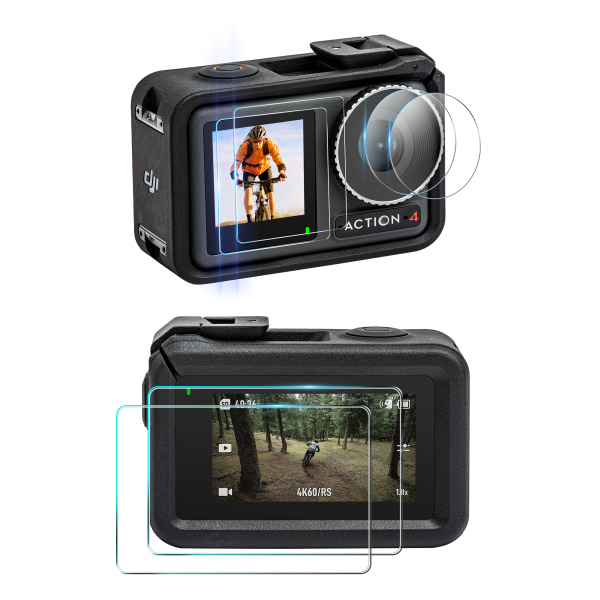 6-delad actionkamera härdad filmsats för DJI OSMO ACTION 4 Transparent