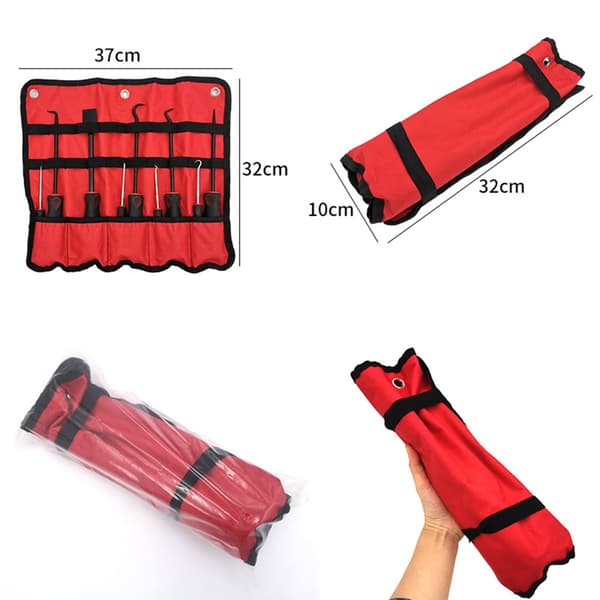 15-osainen koukku- ja piikkisarja - Auton tiivisteen irrotustyökalusarja red+black red+black