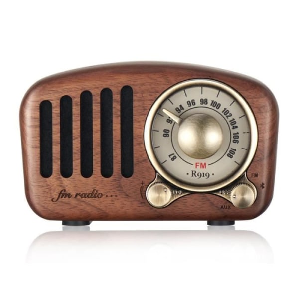 Mini Retro Design Bluetooth-högtalare och FM-radio - R919-C - Cherry Wood
