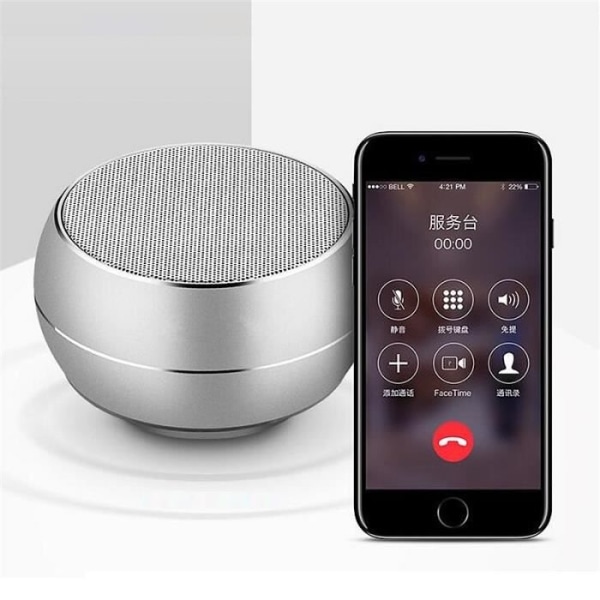 Mini Bluetooth-högtalare - BT632 - Silver - Borstad metalldesign - Reflekterande LED-ljus