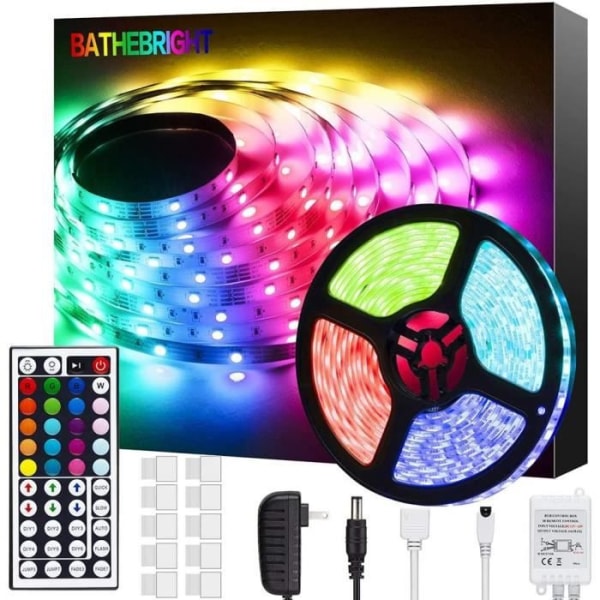 10 meter vattentät LED-slingljus med 300 färgade 5050 RGB-lysdioder och Bluetooth-kontroller - RR-FL-C5050RGB-12-30