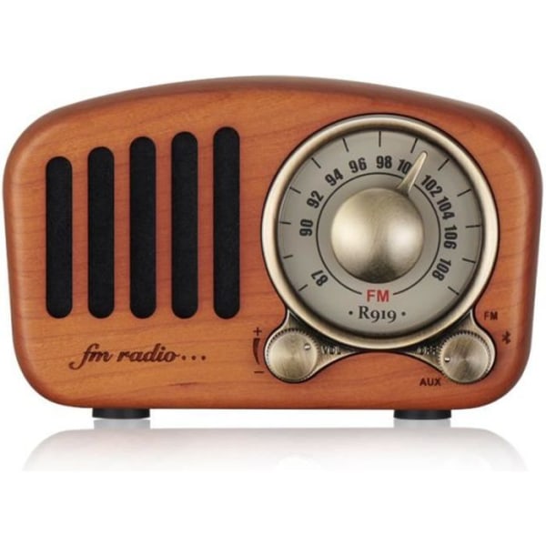Mini Retro Design Bluetooth-högtalare och FM-radio - R919-C - Cherry Wood