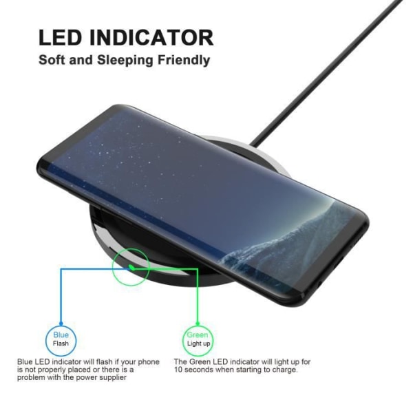 Qi-kompatibel smart trådlös snabbladdare för smartphones (svart)